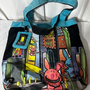 Colorful Graphic Tote Bag by Jim Benton Bunny Tote